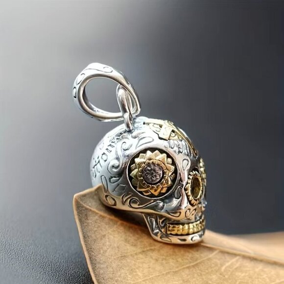 Day of the Dead Sugar Skull Cross Necklace / Pendant #863 - Picture 10 of 11